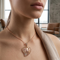 Urthn Rose Gold Plated Heart Shape Chain Pendant For Women/ Girls(Pack of 12)