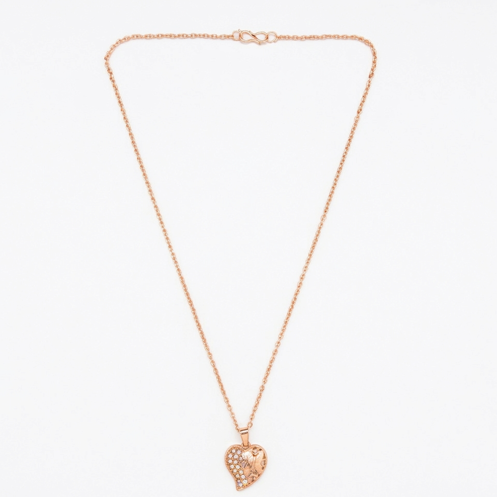 Urthn Rose Gold Plated Heart Shape Chain Pendant For Women/ Girls(Pack of 12)