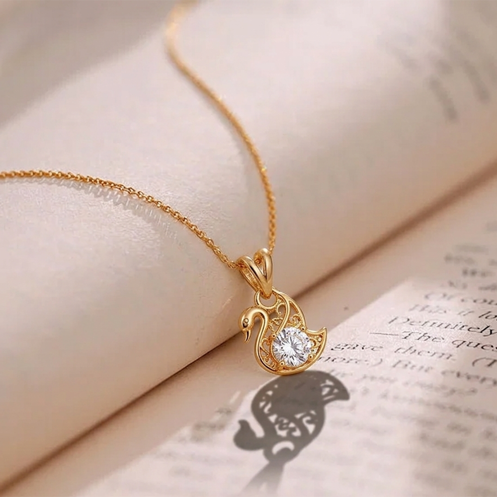 Urthn Gold Plated Duck Chain Pendant For Women/ Girls(Pack of 6)