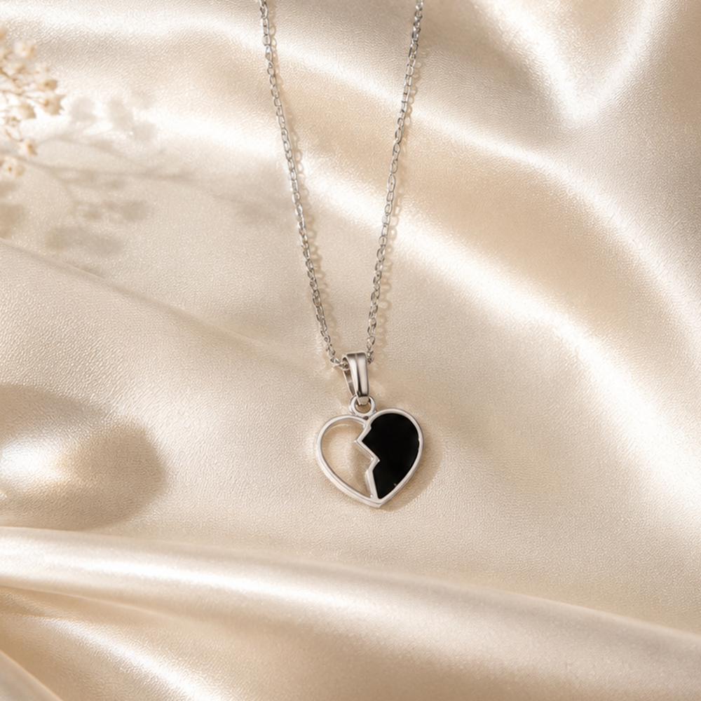 Urthn Silver Plated Heart Shape Chain Pendant For Women/ Girls(Pack of 12)