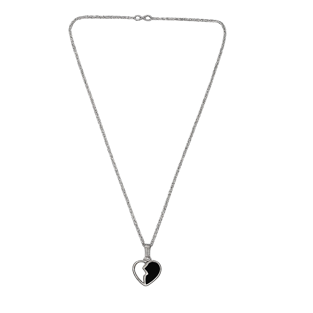 Urthn Silver Plated Heart Shape Chain Pendant For Women/ Girls(Pack of 12)