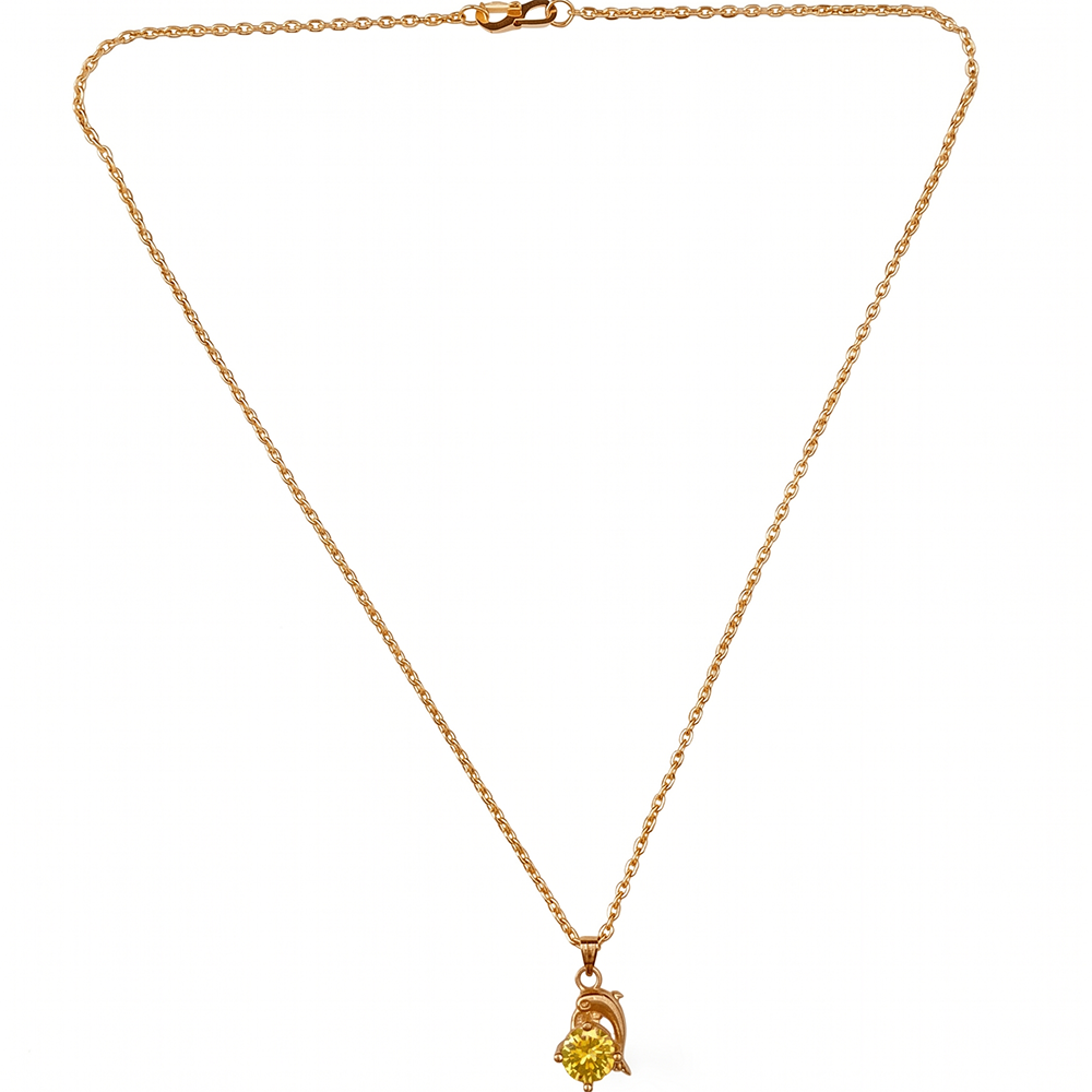 Urthn Crystal Stone Dolphin Chain Pendant For Women/ Girls (Pack of 12)