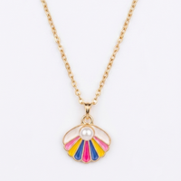 Urthn Trendy Meenakari Shell And Pearl Chain Pendant For Women/ Girls  (Pack of 12)