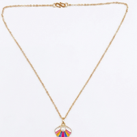 Urthn Trendy Meenakari Shell And Pearl Chain Pendant For Women/ Girls  (Pack of 12)