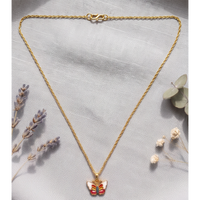Urthn Cute Butterfly Design Meenakari Chain Pendant For Women/ Girls (Pack of 12)