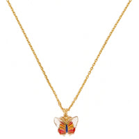 Urthn Cute Butterfly Design Meenakari Chain Pendant For Women/ Girls (Pack of 12)