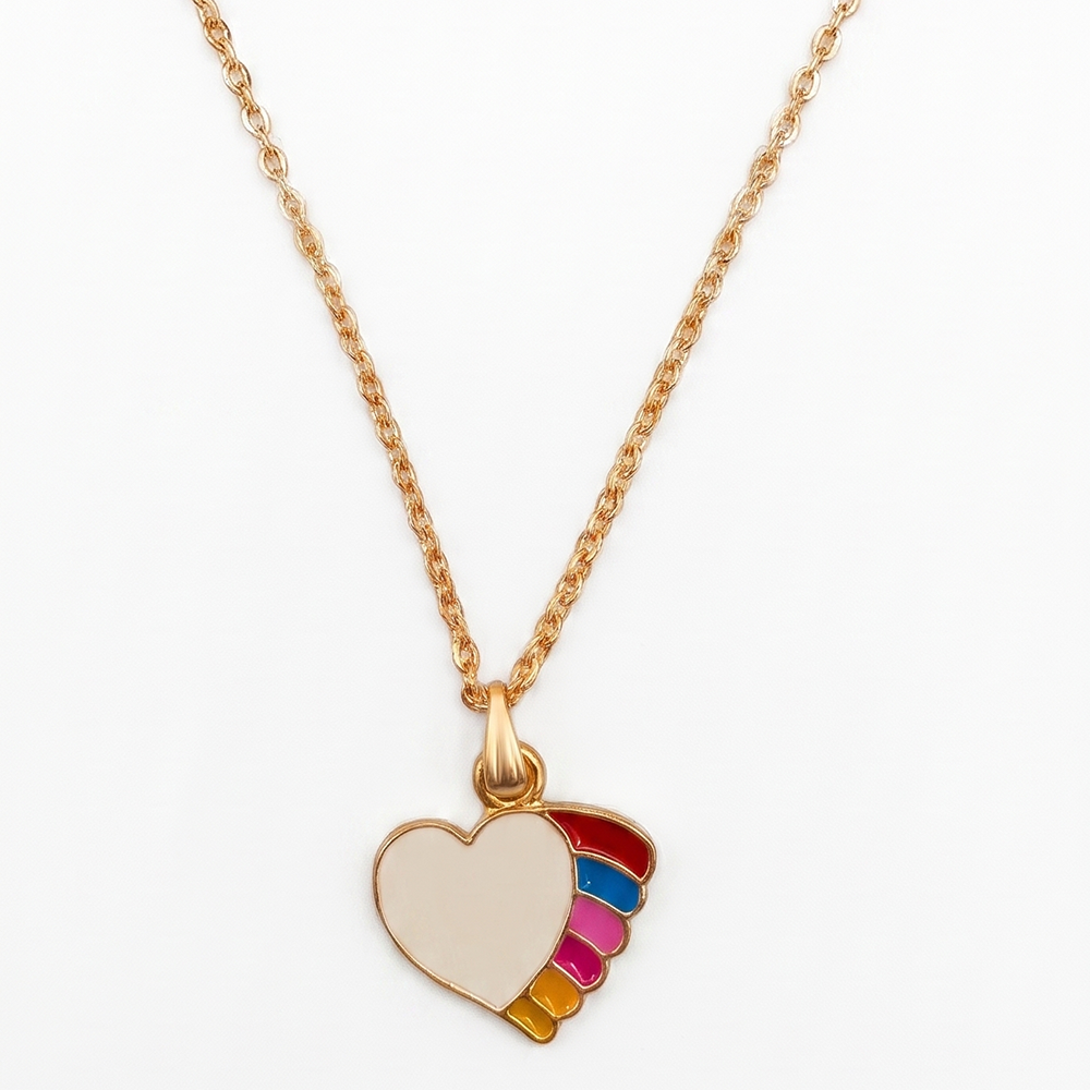 Urthn Cute Heart Shape Meenakari Chain Pendant For Women/ Girls (Pack of 12)