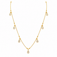Urthn Elegant Gold Plated Teardrop Charm Necklace with Delicate Chain(Pack of 3)