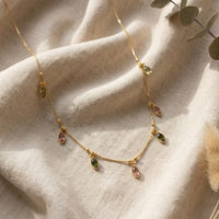 Urthn Elegant Gold Plated Teardrop Charm Necklace with Delicate Chain(Pack of 3)