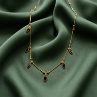 Urthn  Minimal Gold Chain Necklace with Crystal Drop Charms (Set of 3)