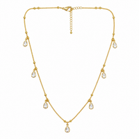 Urthn Elegant Gold Plated Teardrop Charm Necklace with Delicate Chain(Pack of 3)