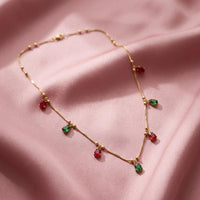 Urthn  Minimal Gold Chain Necklace with Crystal Drop Charms (Set of 3)