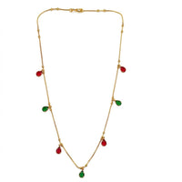 Urthn  Minimal Gold Chain Necklace with Crystal Drop Charms (Set of 3)