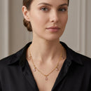 Urthn  Minimal Gold Chain Necklace with Crystal Drop Charms (Set of 3)