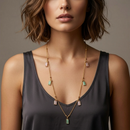 Urthn Elegant Gold Plated Trendy  Charm Necklace with Delicate Chain(Pack of 3)