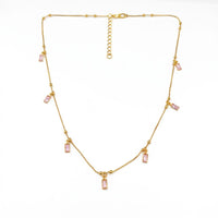 Urthn  Minimal Gold Chain Necklace with Crystal Drop Charms (Set of 3)