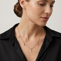 Urthn  Minimal Gold Chain Necklace with Crystal Drop Charms (Set of 3)