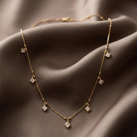 Urthn  Minimal Gold Chain Necklace with Crystal Drop Charms (Set of 3)