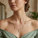 Urthn  Minimal Gold Chain Necklace with Crystal Drop Charms (Set of 3)