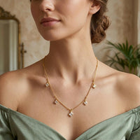 Urthn  Minimal Gold Chain Necklace with Crystal Drop Charms (Set of 3)