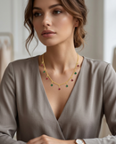 Urthn Elegant Gold Plated Teardrop Charm Necklace with Delicate Chain(Pack of 3)