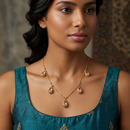 Urthn Lightweight Gold Plated Drop Charm Necklace for Women(Pack of 3)