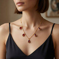 Urthn Stylish Gold Plated Multi Drop Charm Necklace(Pack of 3)