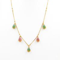Urthn Minimal Gold Chain Necklace with Crystal Drop Charms(Pack of 3)