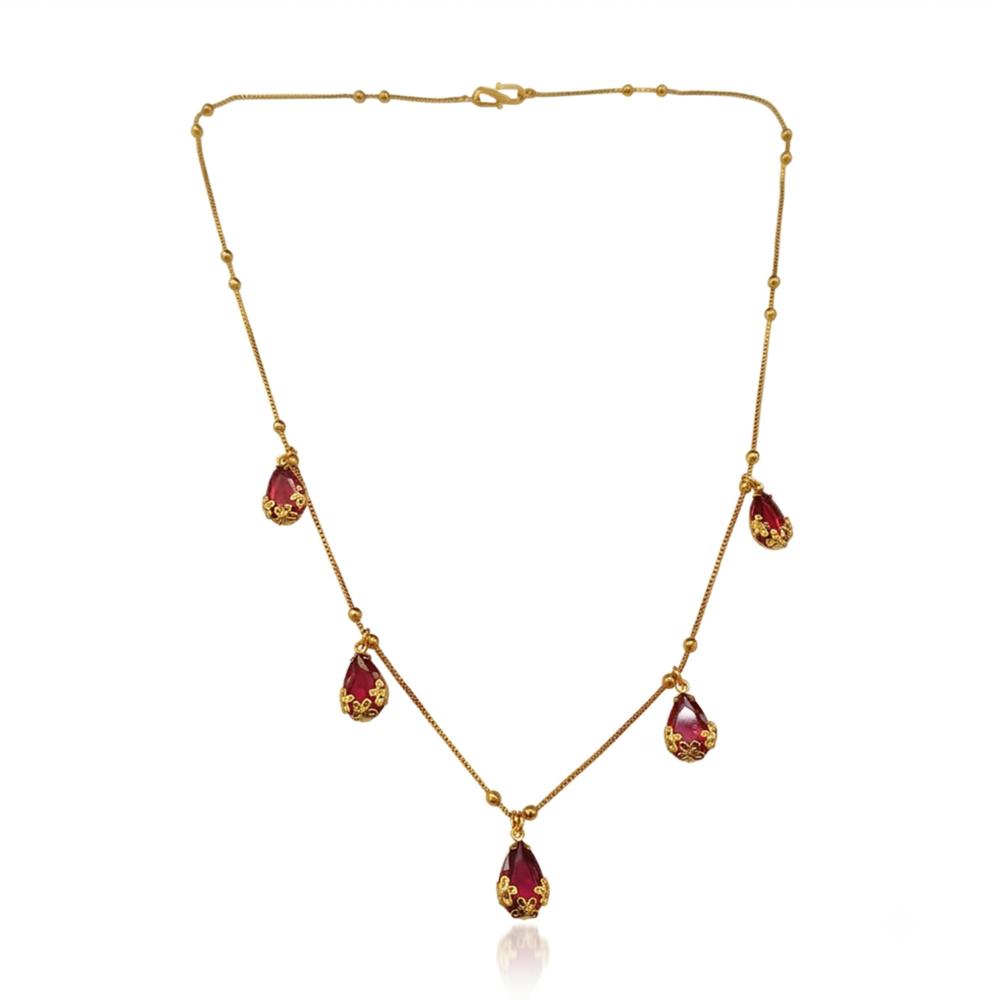 Urthn  Minimal Gold Chain Necklace with Crystal Drop Charms (Set of 3)