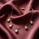 Urthn  Minimal Gold Chain Necklace with Crystal Drop Charms (Set of 3)