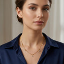 Urthn  Minimal Gold Chain Necklace with Crystal Drop Charms (Set of 3)