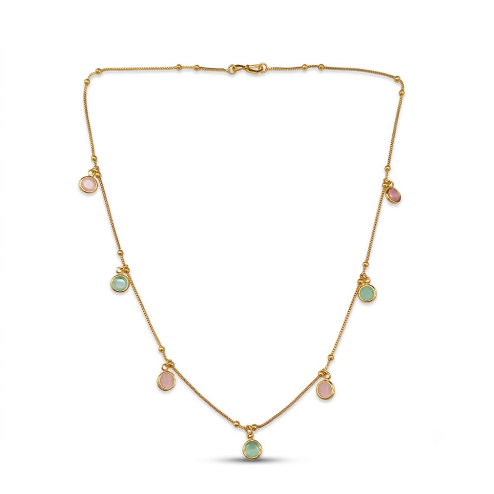 Urthn  Minimal Gold Chain Necklace with Crystal Drop Charms (Set of 3)