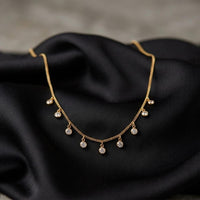 Urthn  Minimal Gold Chain Necklace with Crystal Drop Charms (Set of 3)