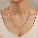 Urthn  Minimal Gold Chain Necklace with Crystal Drop Charms (Set of 3)