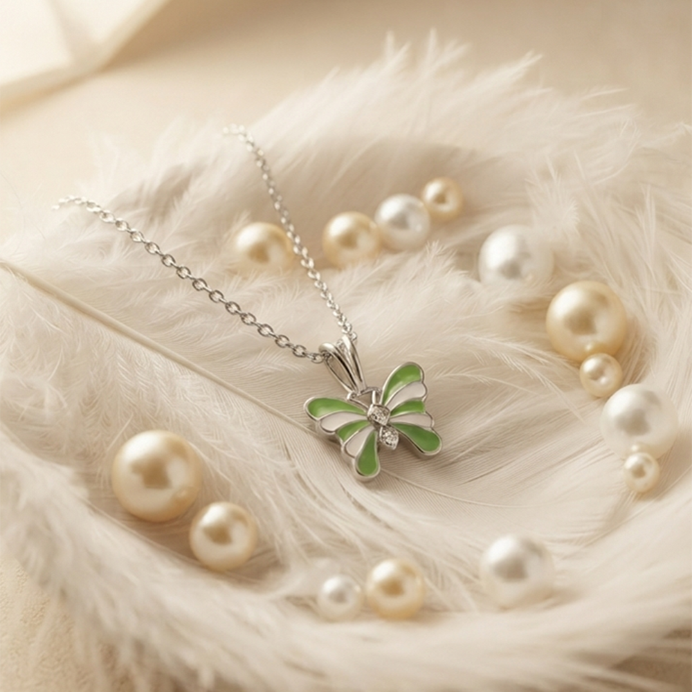 Urthn Graceful Butterfly Shape Meenakari Chain Pendant | Designer Jewellery for Women