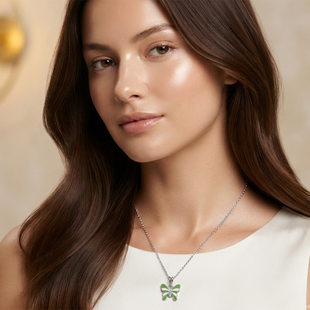 Urthn Graceful Butterfly Shape Meenakari Chain Pendant | Designer Jewellery for Women - 1205096C(Pack Of  12)