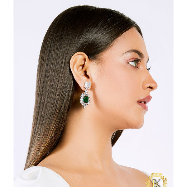 BK Fashion Silver Plated AD Stone Dangler Earrings