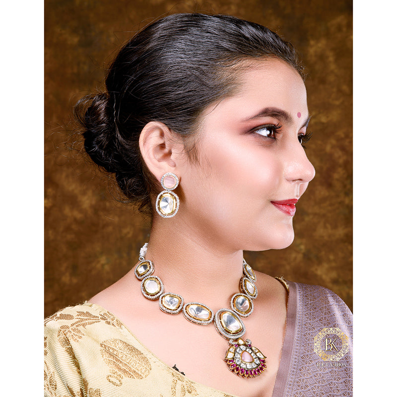 BK Fashion Gold Plated Kundan Stone Necklace Set