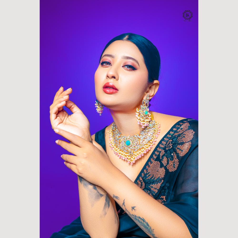 BK Fashion Gold Plated CZ Stone Necklace Set