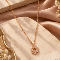 Urthn Stylish Rose Gold Plated Floating American Diamond Pendant Necklace(Pack of 3)