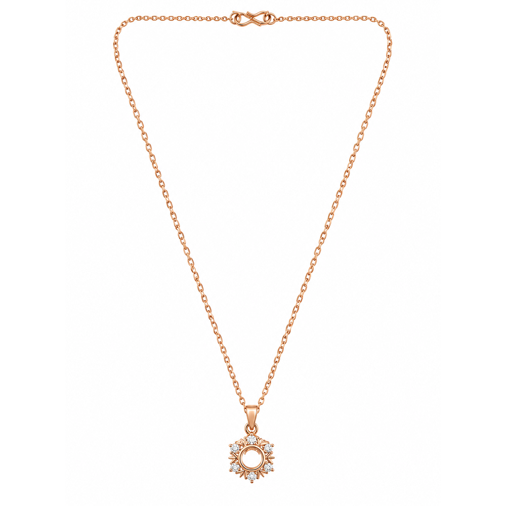 Urthn Stylish Rose Gold Plated Floating American Diamond Pendant Necklace(Pack of 3)
