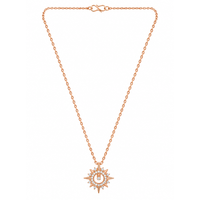 Urthn Stylish Rose Gold Plated Floating American Diamond Pendant Necklace(Pack of 3)