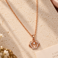 Urthn Trendy Rose Gold American Diamond Pendant Chain for Women