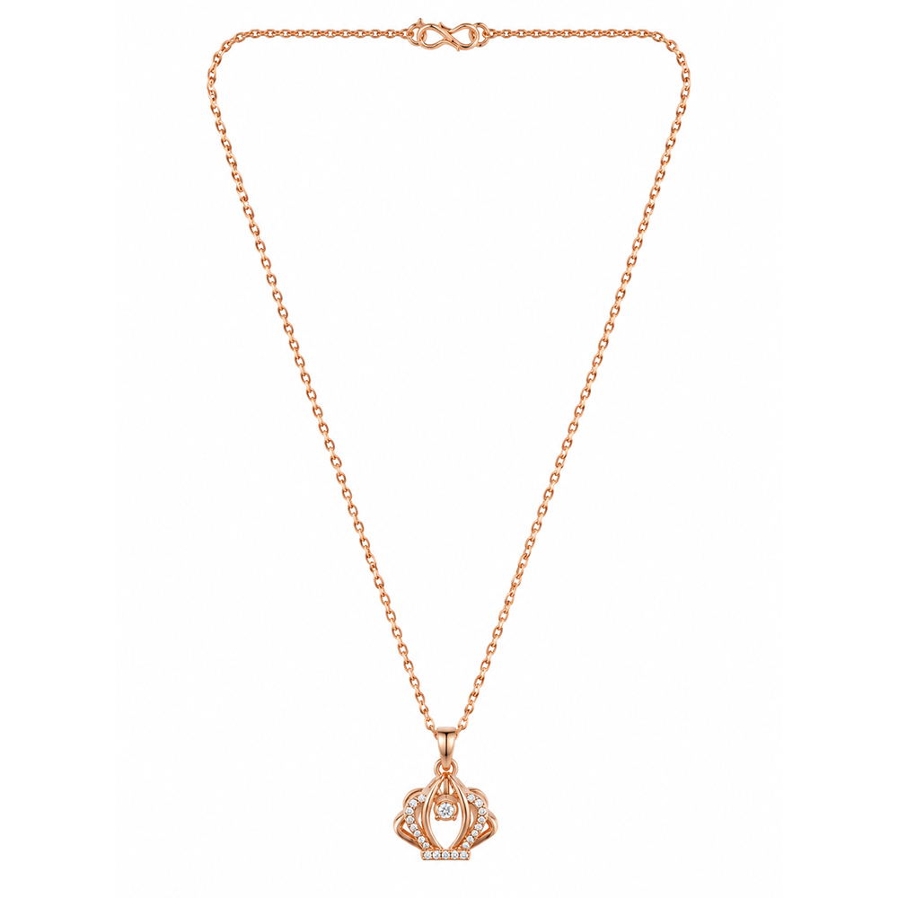 Urthn Stylish Rose Gold Plated Floating American Diamond Pendant Necklace(Pack of 3)