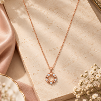 Urthn Trendy Rose Gold American Diamond Pendant Chain for Women