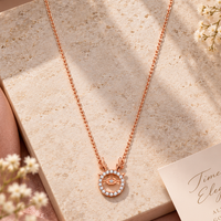 Urthn Chic American Diamond Rose Gold Plated Chain Necklace