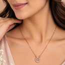 Urthn Stylish Rose Gold Plated Floating American Diamond Pendant Necklace(Pack of 3)