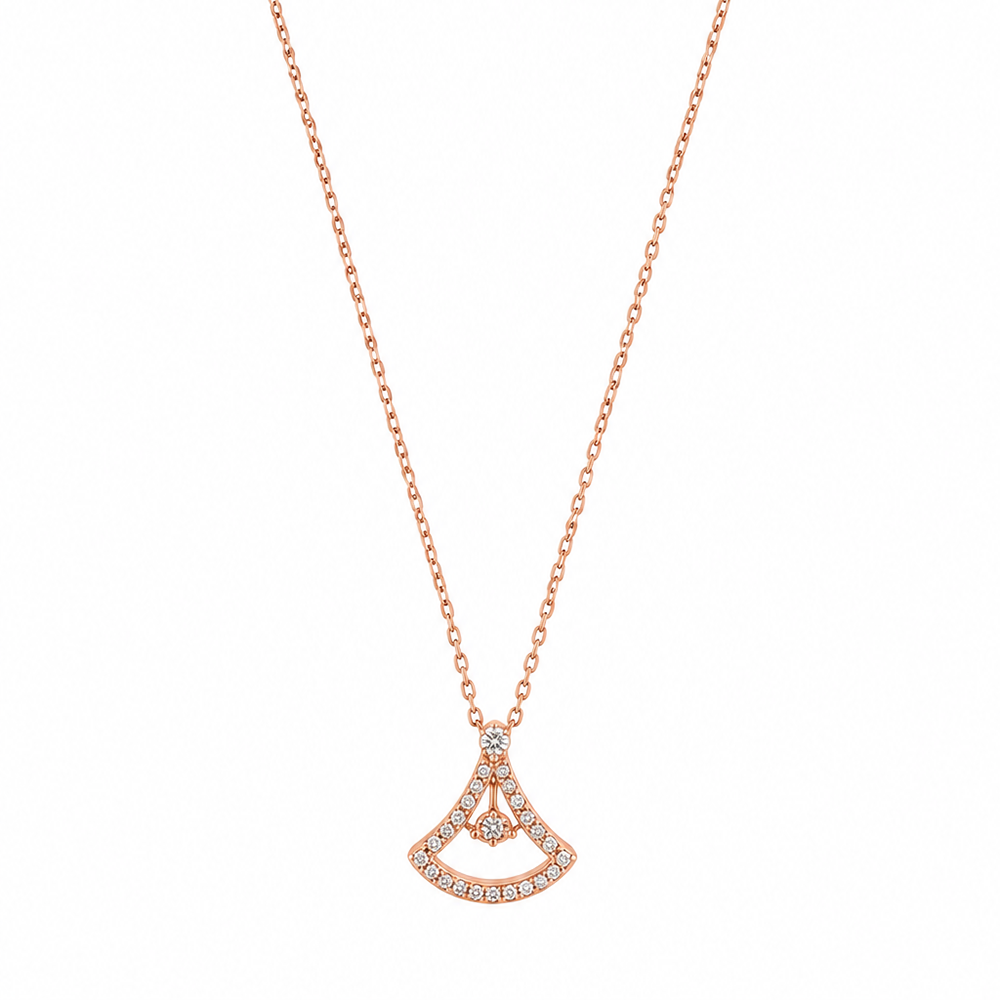 Urthn Stylish Rose Gold Plated Floating American Diamond Pendant Necklace(Pack of 3)