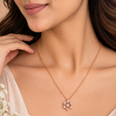 Urthn Stylish Rose Gold Plated Floating American Diamond Pendant Necklace(Pack of 3)