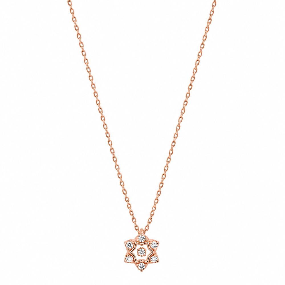 Urthn Stylish Rose Gold Plated Floating American Diamond Pendant Necklace(Pack of 3)
